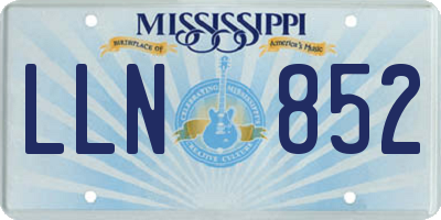 MS license plate LLN852