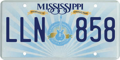 MS license plate LLN858