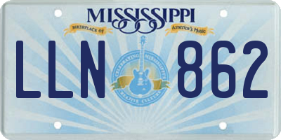 MS license plate LLN862