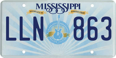 MS license plate LLN863