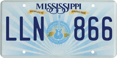 MS license plate LLN866