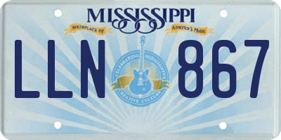 MS license plate LLN867