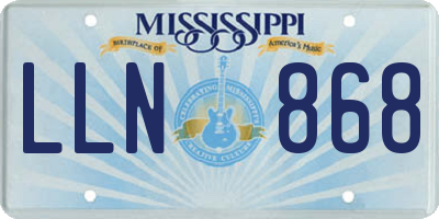 MS license plate LLN868