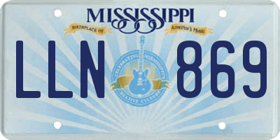 MS license plate LLN869