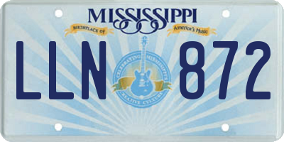MS license plate LLN872