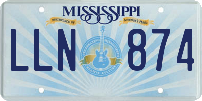 MS license plate LLN874