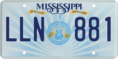 MS license plate LLN881
