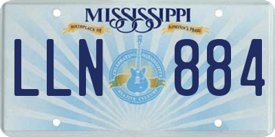 MS license plate LLN884