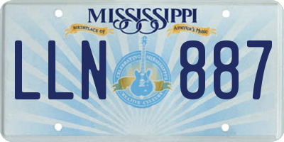 MS license plate LLN887