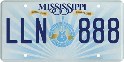 MS license plate LLN888