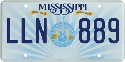 MS license plate LLN889