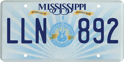 MS license plate LLN892