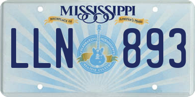 MS license plate LLN893