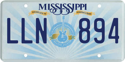 MS license plate LLN894