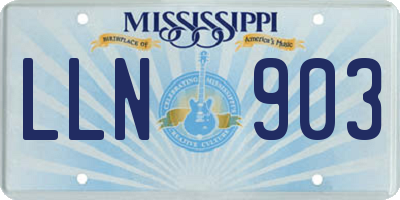 MS license plate LLN903