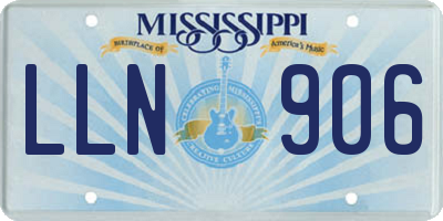 MS license plate LLN906