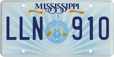 MS license plate LLN910