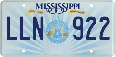 MS license plate LLN922