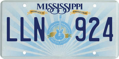 MS license plate LLN924