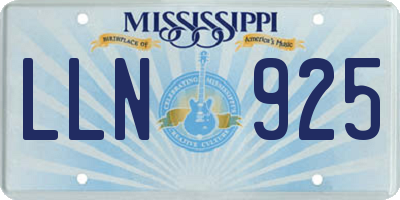 MS license plate LLN925