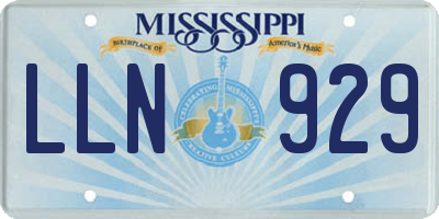 MS license plate LLN929