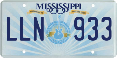 MS license plate LLN933