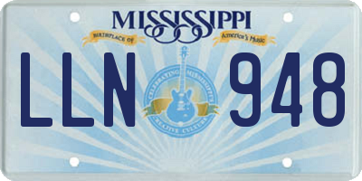 MS license plate LLN948