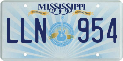 MS license plate LLN954