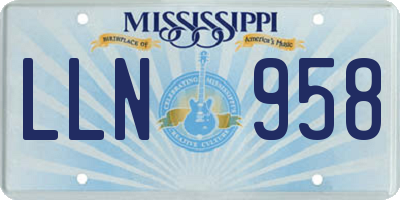 MS license plate LLN958