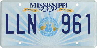 MS license plate LLN961