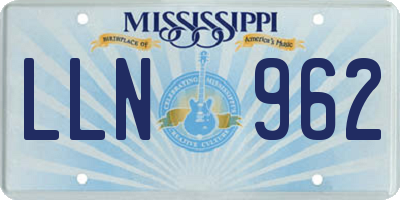MS license plate LLN962
