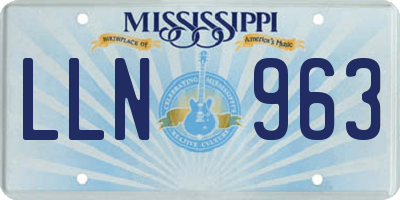 MS license plate LLN963