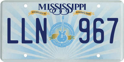 MS license plate LLN967