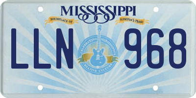 MS license plate LLN968