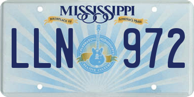 MS license plate LLN972