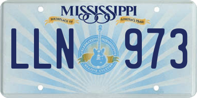 MS license plate LLN973