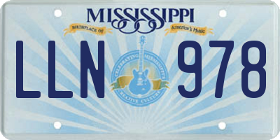 MS license plate LLN978