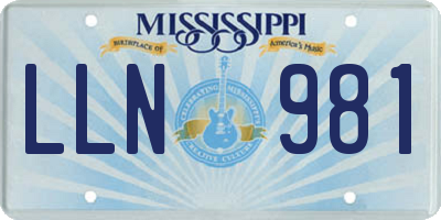 MS license plate LLN981