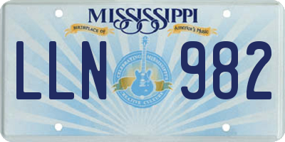 MS license plate LLN982