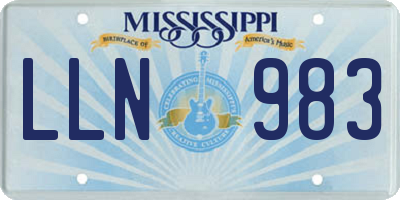 MS license plate LLN983