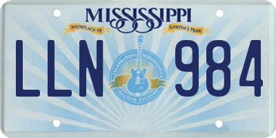 MS license plate LLN984