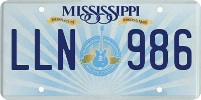 MS license plate LLN986