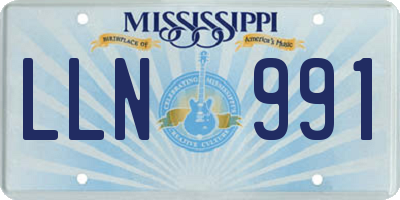 MS license plate LLN991