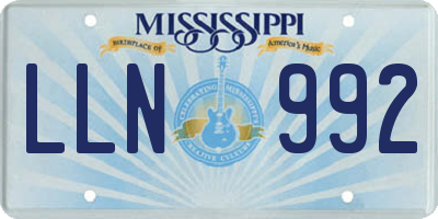 MS license plate LLN992