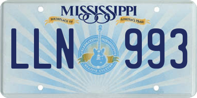 MS license plate LLN993