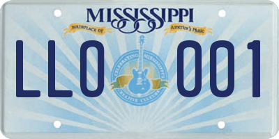 MS license plate LLO001