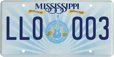 MS license plate LLO003