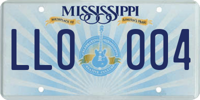 MS license plate LLO004