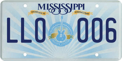 MS license plate LLO006