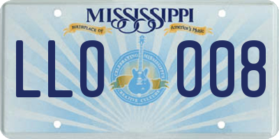 MS license plate LLO008